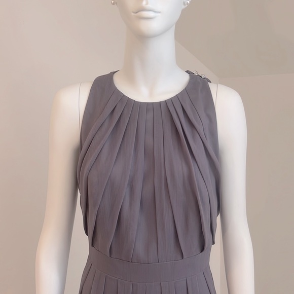 Sample Lela Rose size 10 Charcoal Gray Crinkle Chiffon NWT - Picture 3 of 8